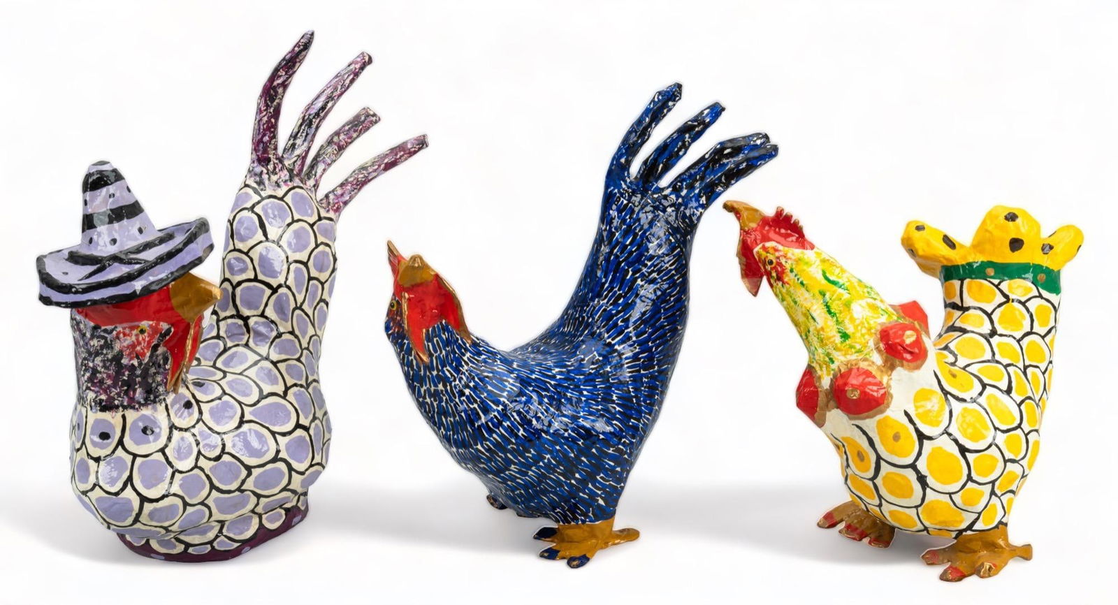 Set of (3) Papier-Mache Roosters (1 of 13)