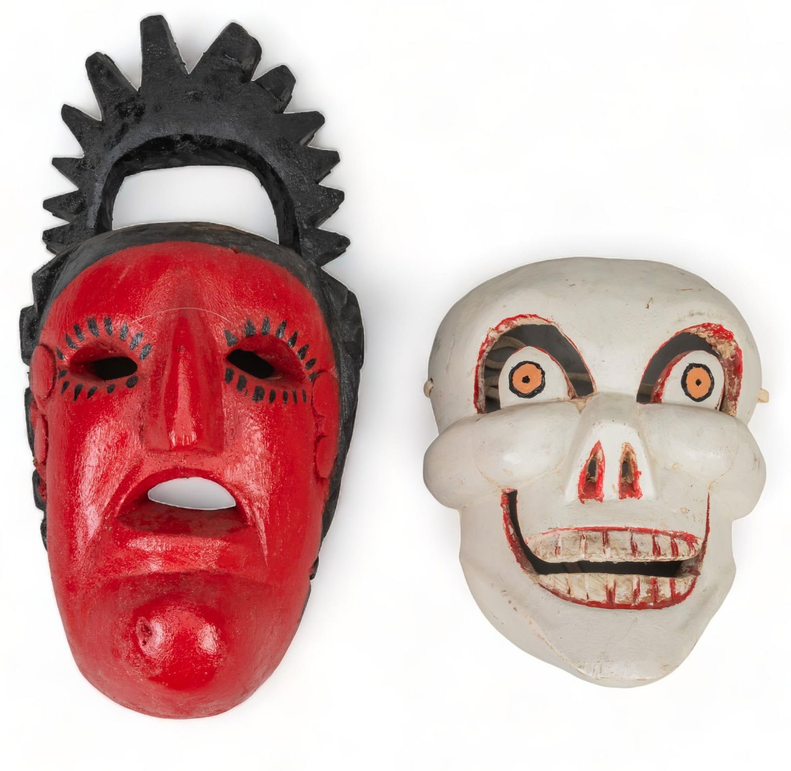 (2) Mexican Dance Masks, Red Woman and Death (1 of 4)