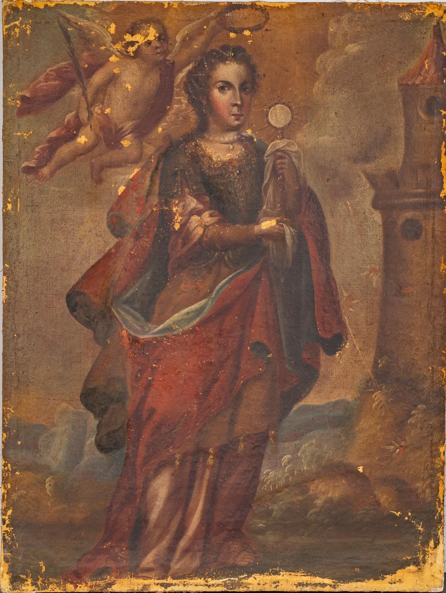 19th C. Mexican Retablo, San Barbara (1 of 3)