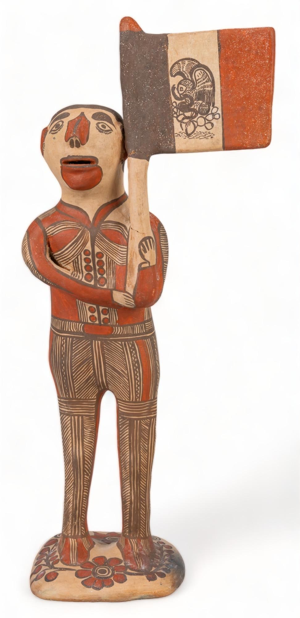 Mexican Folk Art Ceramic Flag Bearer (1 of 5)
