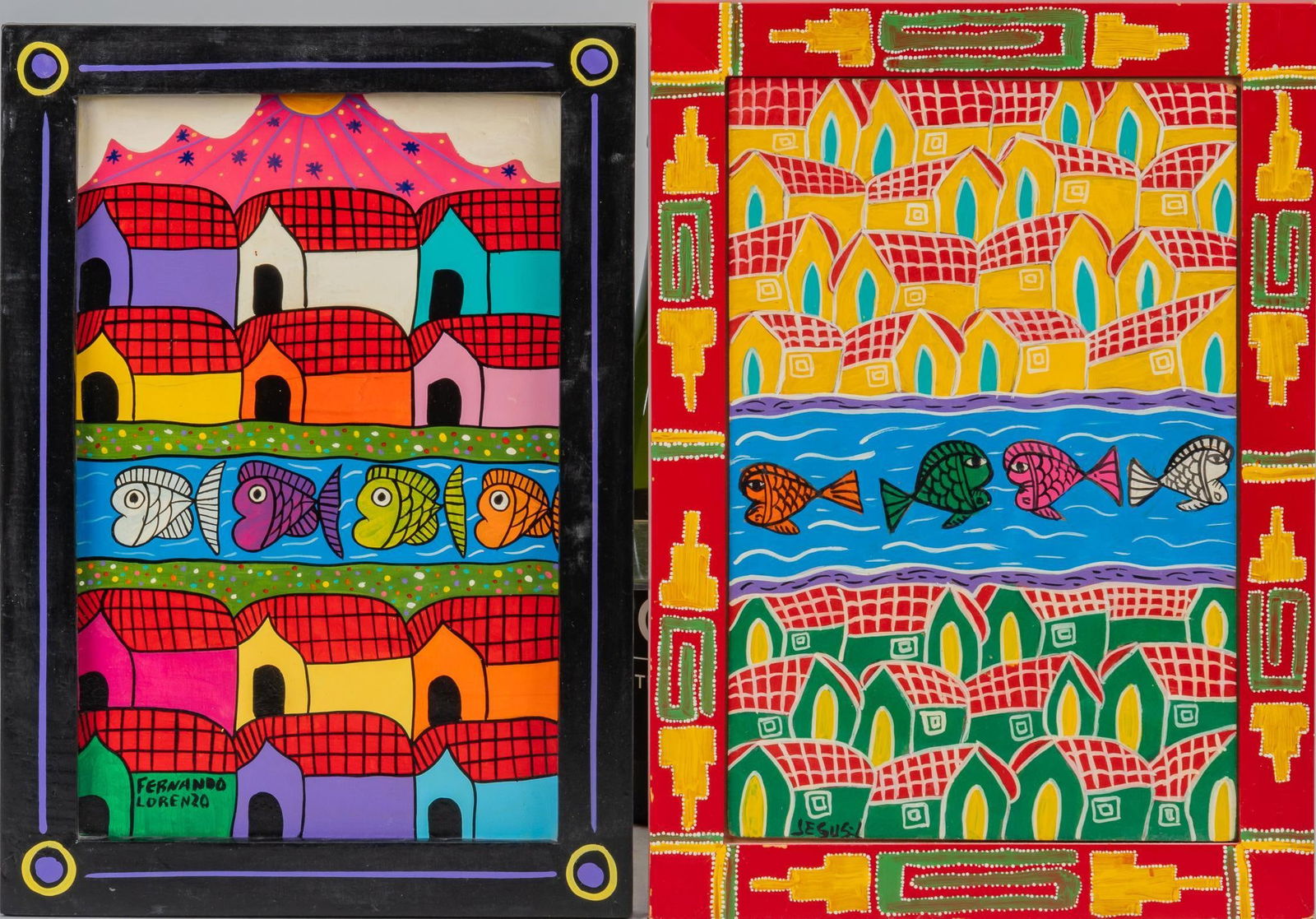 Familia Lorenzo, (2) Folk Art Paintings (1 of 5)