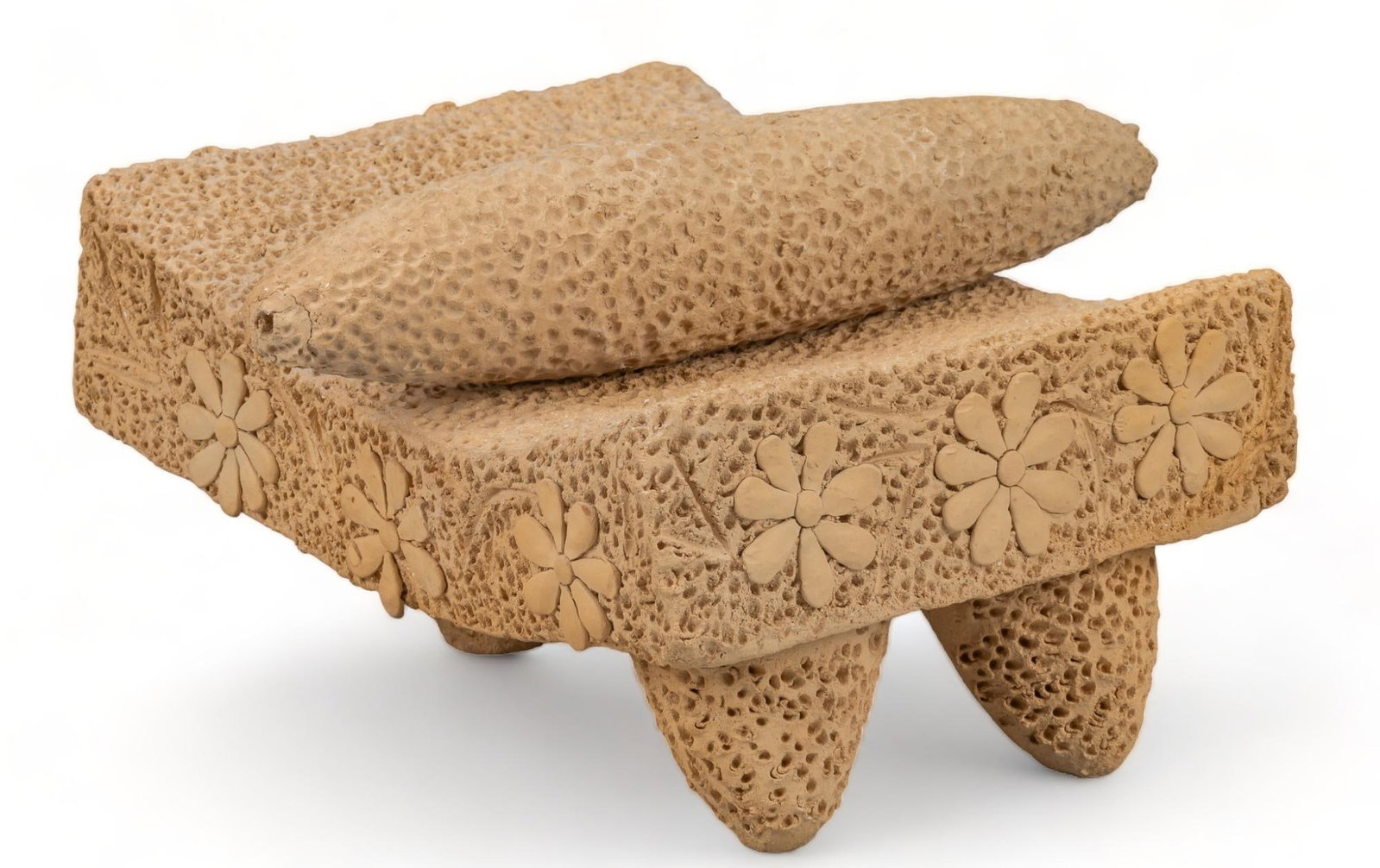 Enedina Vasquez de la Cruz, Ceramic Metate: Enedina Vasquez de la Cruz (Oaxaca, Mexico), ceramic metate height 5 in. x width 7 in. x depth 9 in. / metate Provenance: Property from the life-long Mexican folk art collection of Margaret and Fred S