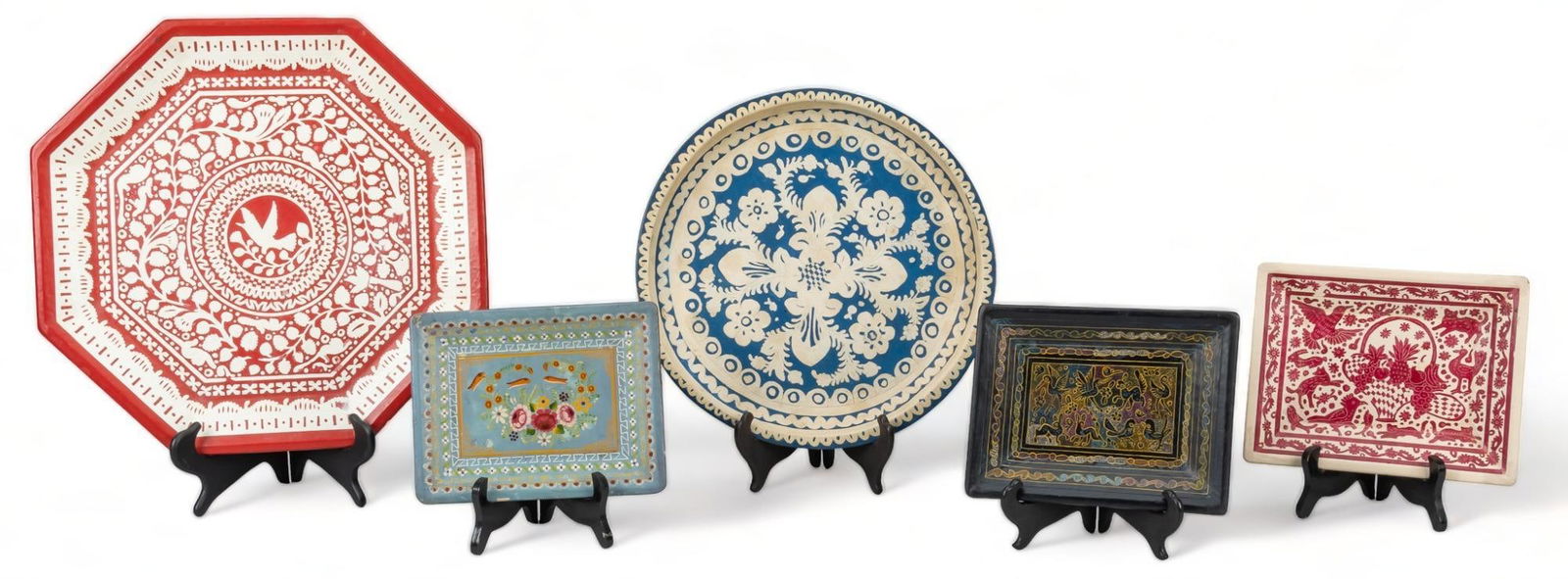 Collection of (5) Olinala Lacquerware Trays (1 of 8)