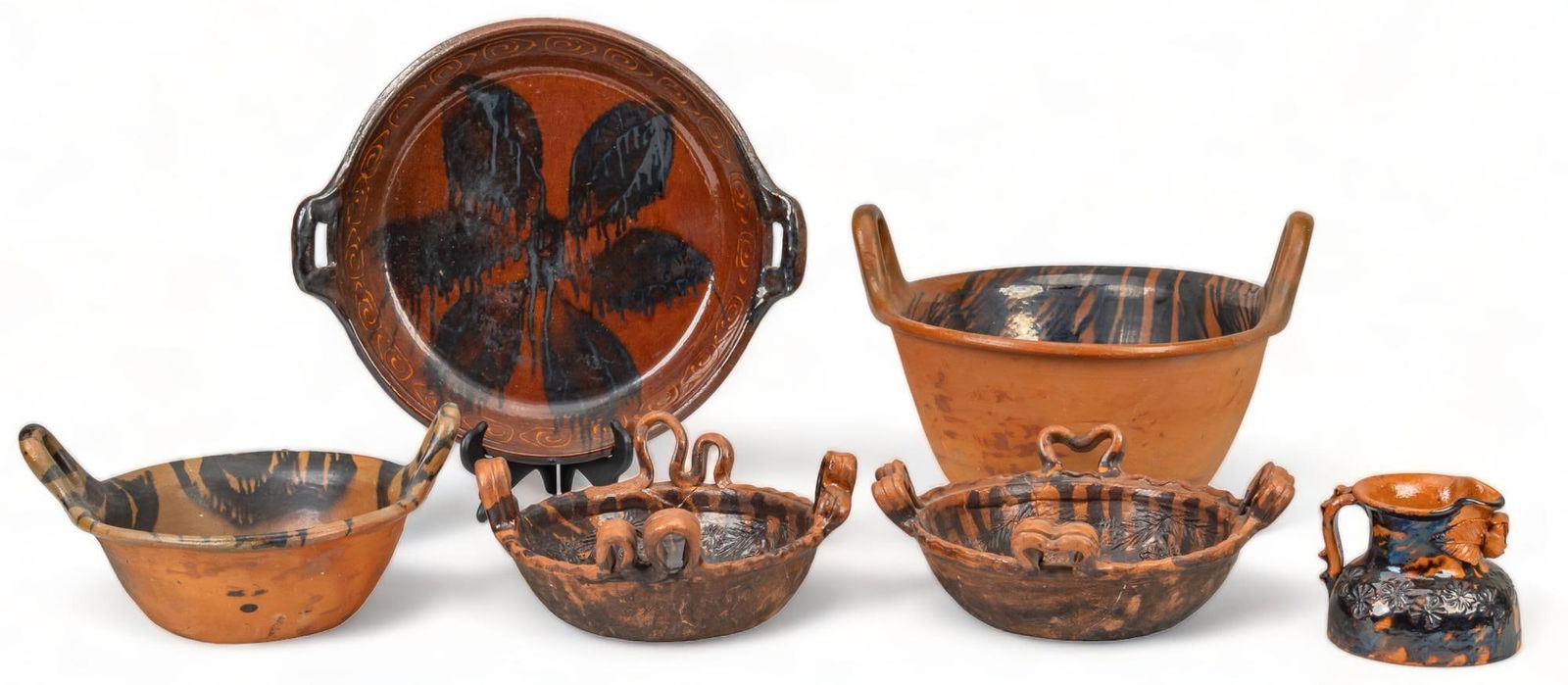 Collection of (6) Puebla Dripware Pottery (1 of 8)