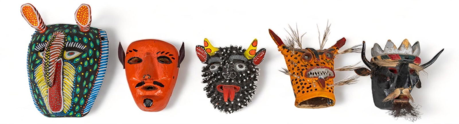 Collection of (5) Miniature Mexican Dance Masks (1 of 7)