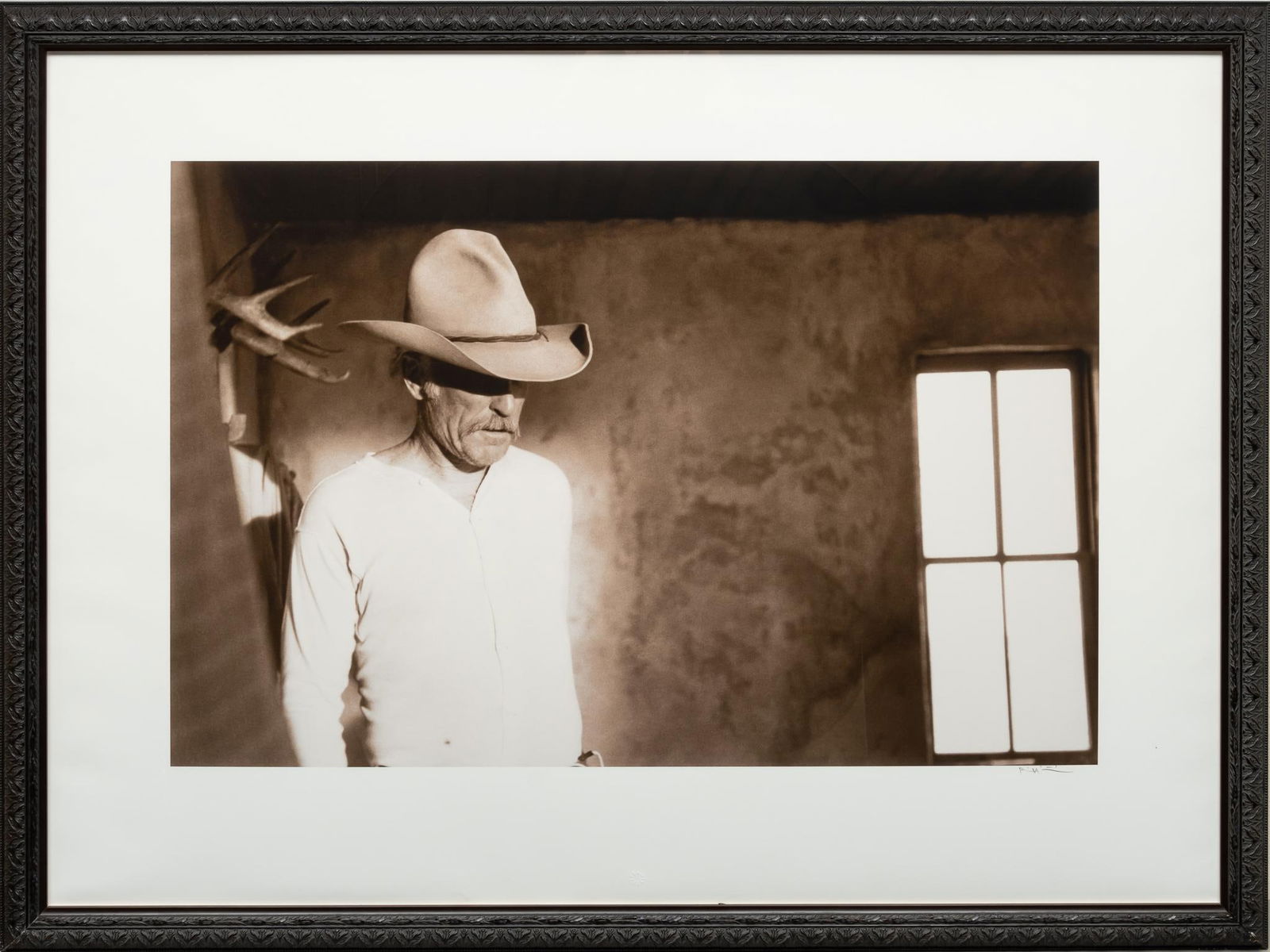 "Augustus", Lonesome Dove Signed Bill Wittliff Photograph: Bill Wittliff (1940-2019, USA) "Gus" 1988, photograph of Robert Duvall as Gus McCrae from the "Lonesome Dove" television miniseries (1989), framed and matted by John Scott (Austin, Tex