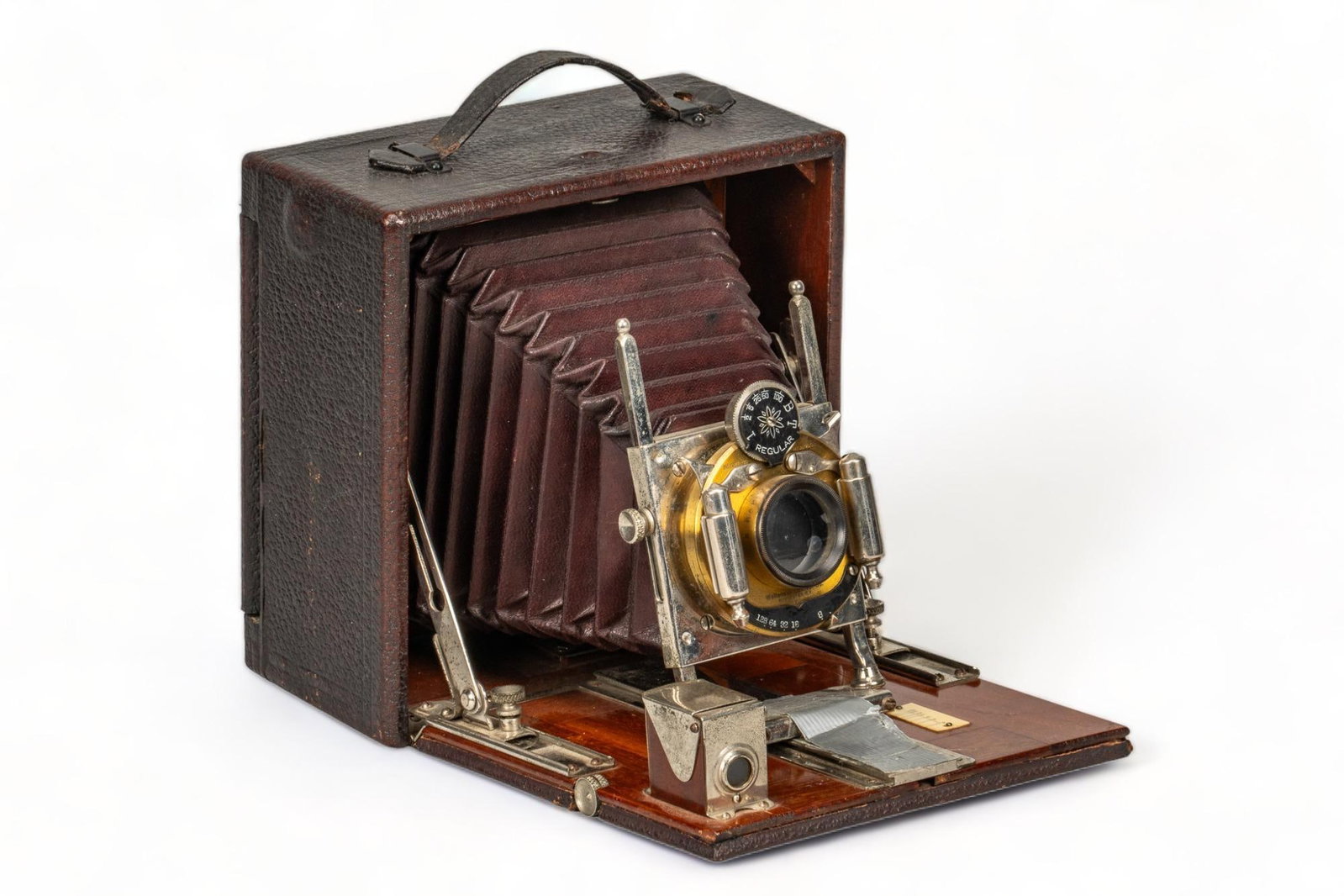 Vintage Wollensak Optical Co. Camera: Wollensak Optical Co. (Rochester, NY) vintage accordion camera used by Bill Wittliff height 6.5 in. x width 6.25 in. x depth 9.5 in. Provenance: Property from the personal estate collection of noted p