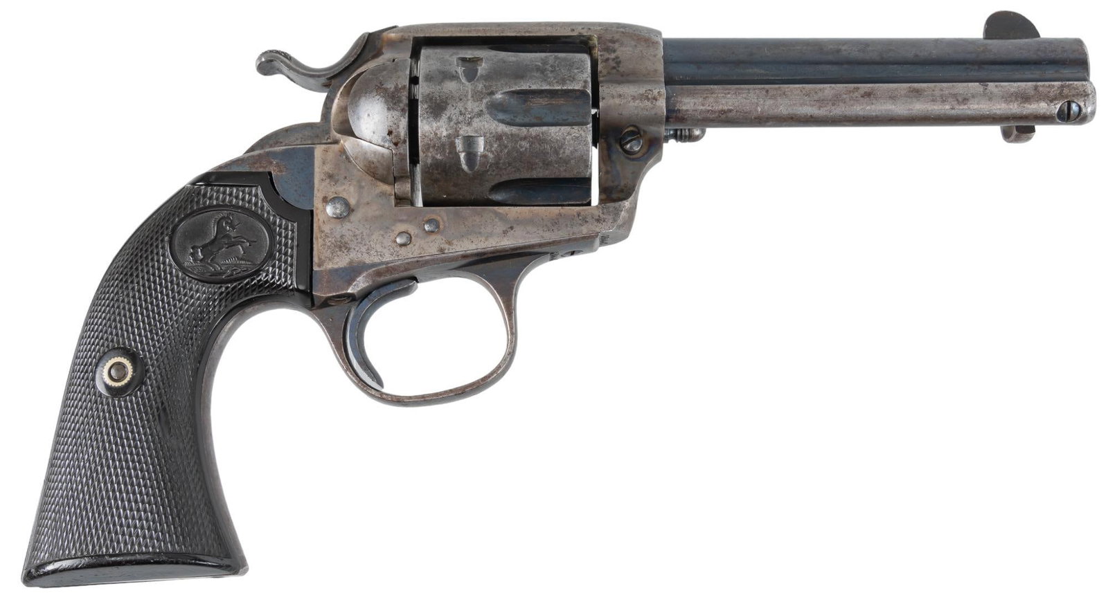 Colt 1873 Single Action Army Bisley 45 LC Revolver: Colt 1873 Single Action Army Bisley 45 LC Revolver Serial: 486447 Manufacturer: Colt (C.1906) Model: 1873 Single Action Army Bisley Model Caliber: 45 Long Colt Barrel Length: 4.75 in. OAL: 10.5 in. Co