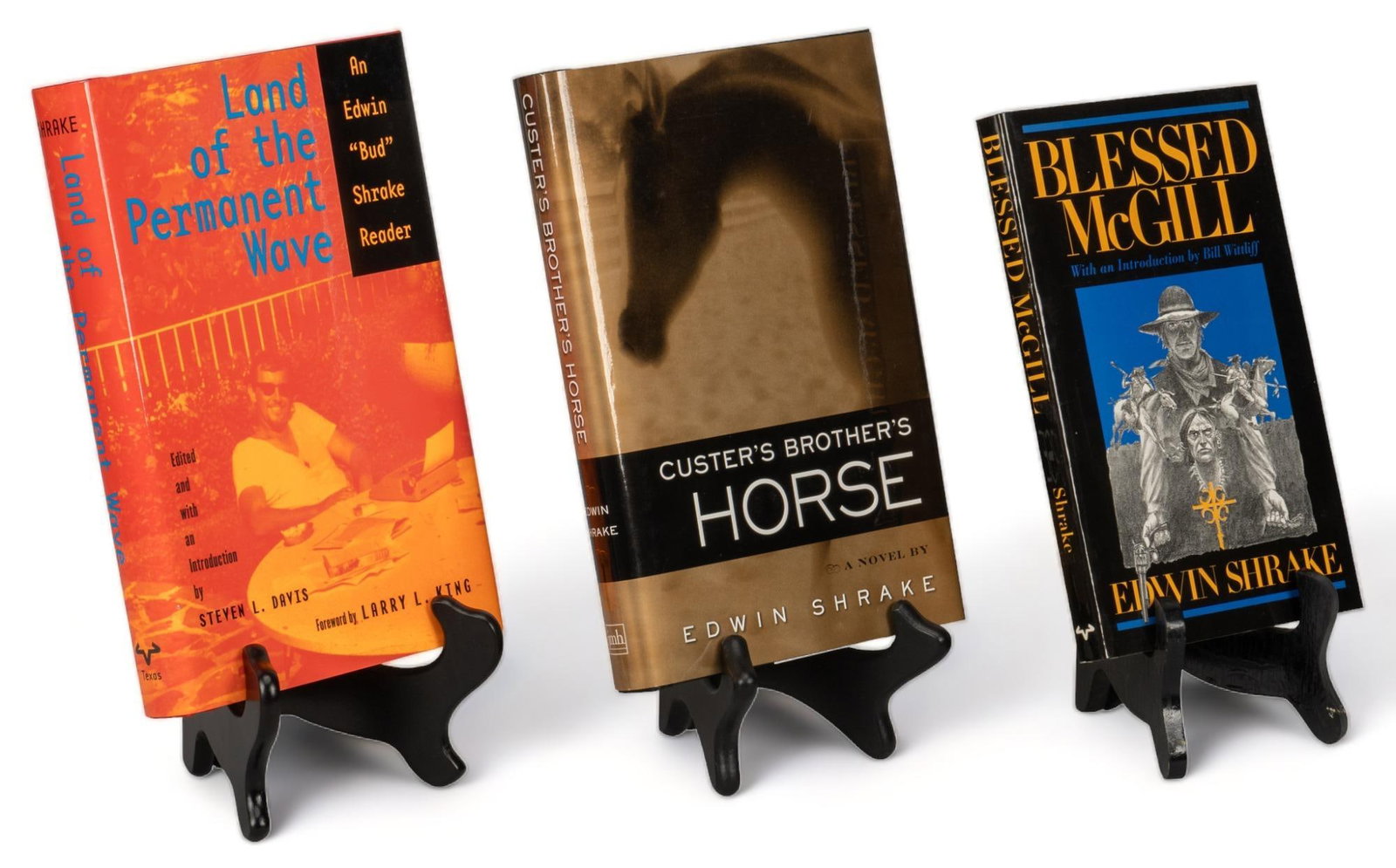 (3) Texas Western Books: Bill Wittliff's copies of three signed copies of books by or relating to author Edwin Shrake, including a copy of the 2008 first edition "Land of the Permanent Wave: An Edwin 'Bud' Shrake Reader", pub