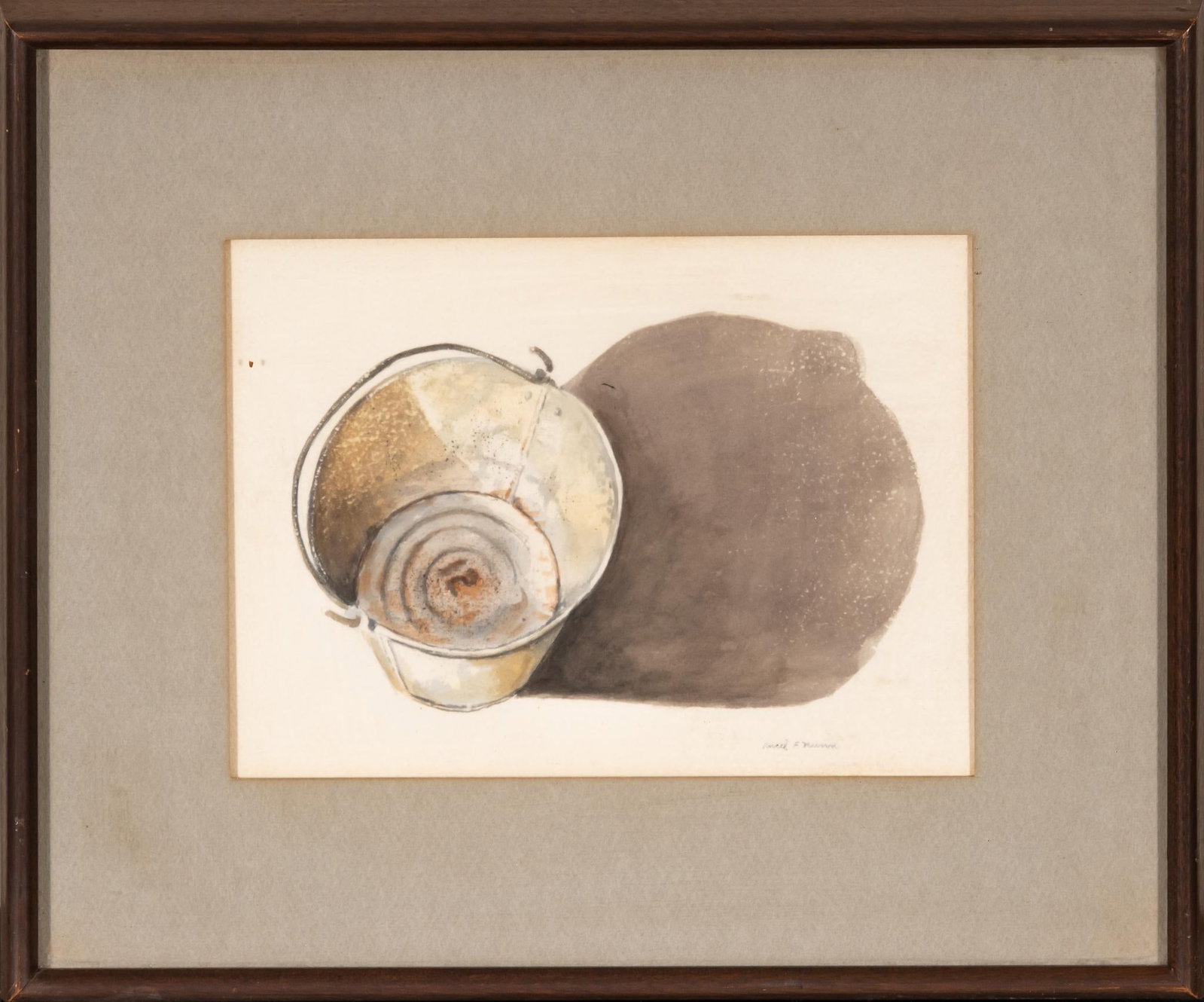 Ancel E. Nunn, "Bucket", 1972: Ancel E. Nunn (Texas, 1928-1999), "Bucket", 1972, watercolor sight: 8 x 11 in., frame: 14.5 x 17.5 in. Exhibited: the Tyler Museum of Art in 1972 Provenance: Property from the personal estate 