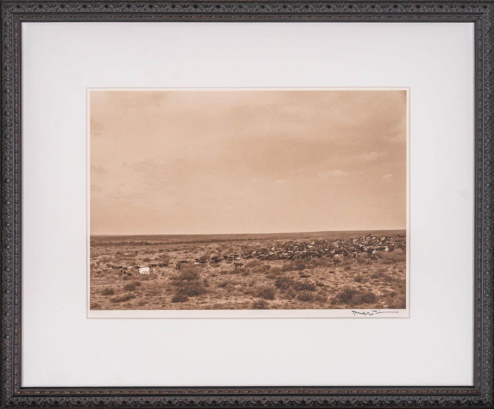Landscape, Signed Bill Wittliff Photograph: Bill Wittliff (1940-2019, USA) landscape, 20th century photograph, framed and matted by John Scott (Austin, Texas) under museum glass, sepia-toned, hand-signed by Bill Wittliff at bottom right sight: