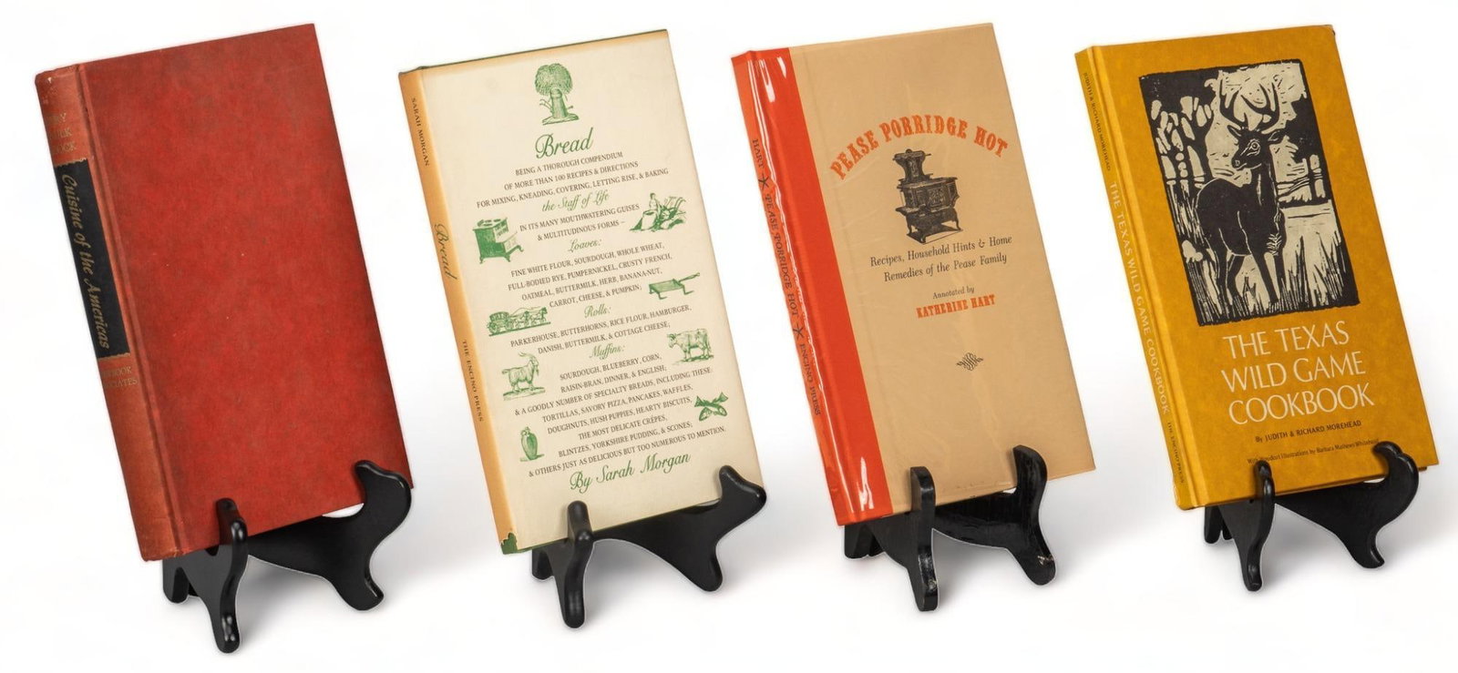 (4) Vintage Texas Ranch Cookbooks: Bill Wittliff's copies of four vintage hardback recipe books, all published by The Encino Press: Austin (Texas), including the 1975 first edition "Bread" by Sarah Morgan, 103 pages, with d