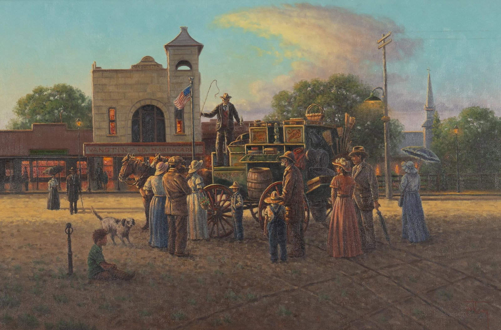 Jack Terry, "The Power of Persuasion", 1990: Jack Terry (Texas, b. 1952), "The Power of Persuasion", 1990, oil on canvas sight: 24 x 36 in, frame: 33 x 44 in. Provenance: Property from a Kerrville, Texas collection We happily provide sea