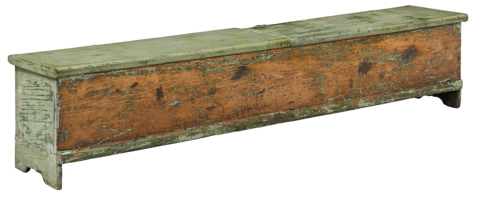 Rustic Hall Bench: Rustic hall bench, with hinged flat top, opening to interior storage compartments height 20 in. x width 98 in. x depth 16 in. We happily provide seamless shipping services on everything we sell. Pleas