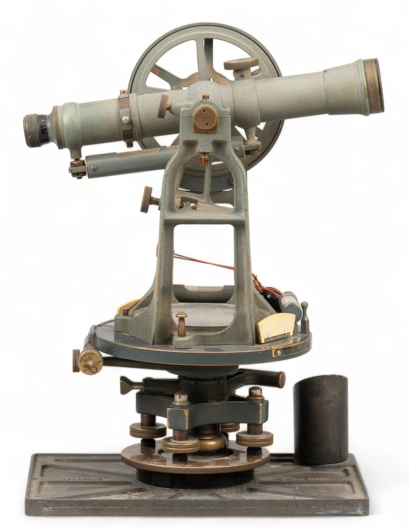 Keuffel & Esser Co. Military Surveyor Telescope: Historical Keuffel & Esser Co. (USA), military transit surveyor telescope, consisting of compass and telescope, marked throughout, housed in original field case height 17 in. x width 13.5 in. x de