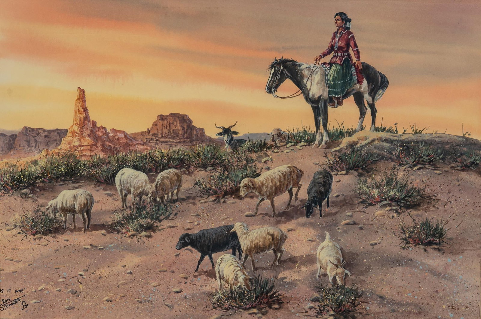 Ron Stewart, "As it Was": Ron Stewart, "As it Was", watercolor sight: 15 x 25.5 in., frame: 26 x 33 in. Provenance: Property from an Oklahoma City, Oklahoma corporate collection We happily provide seamless shipping ser