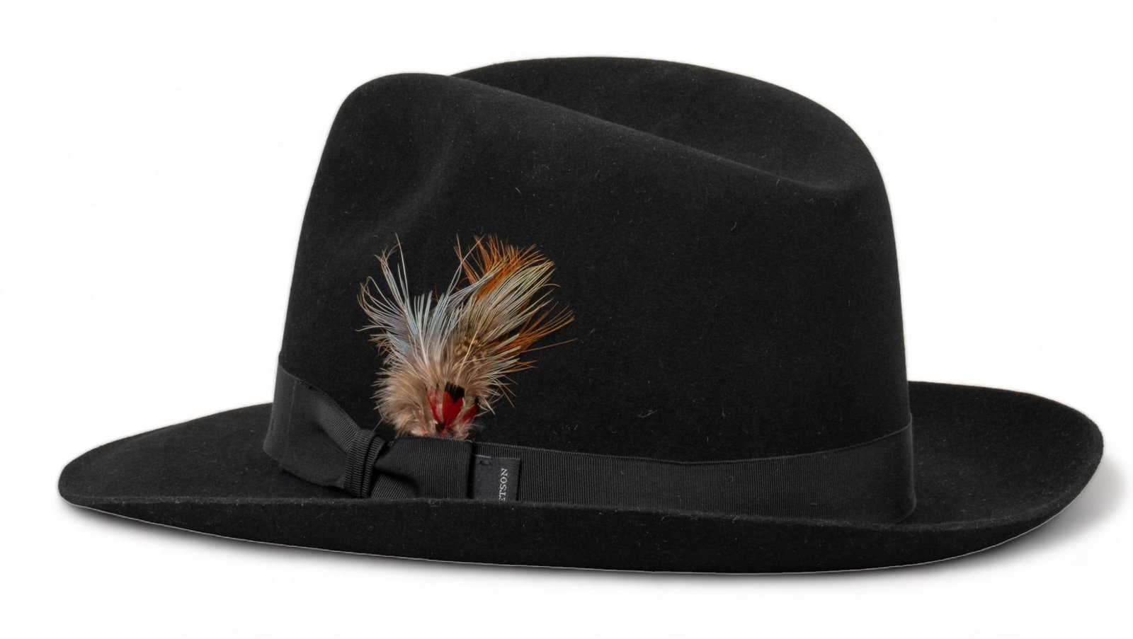 Stetson Sutley Hat: Boxed Stetson (USA) "Sutley" fur felt fedora hat, black Size: 7 1/2 R Brim: 21/2" height 7.5 in. x width 14 in. x depth 15.5 in. Provenance: Property from a San Antonio, Texas collection