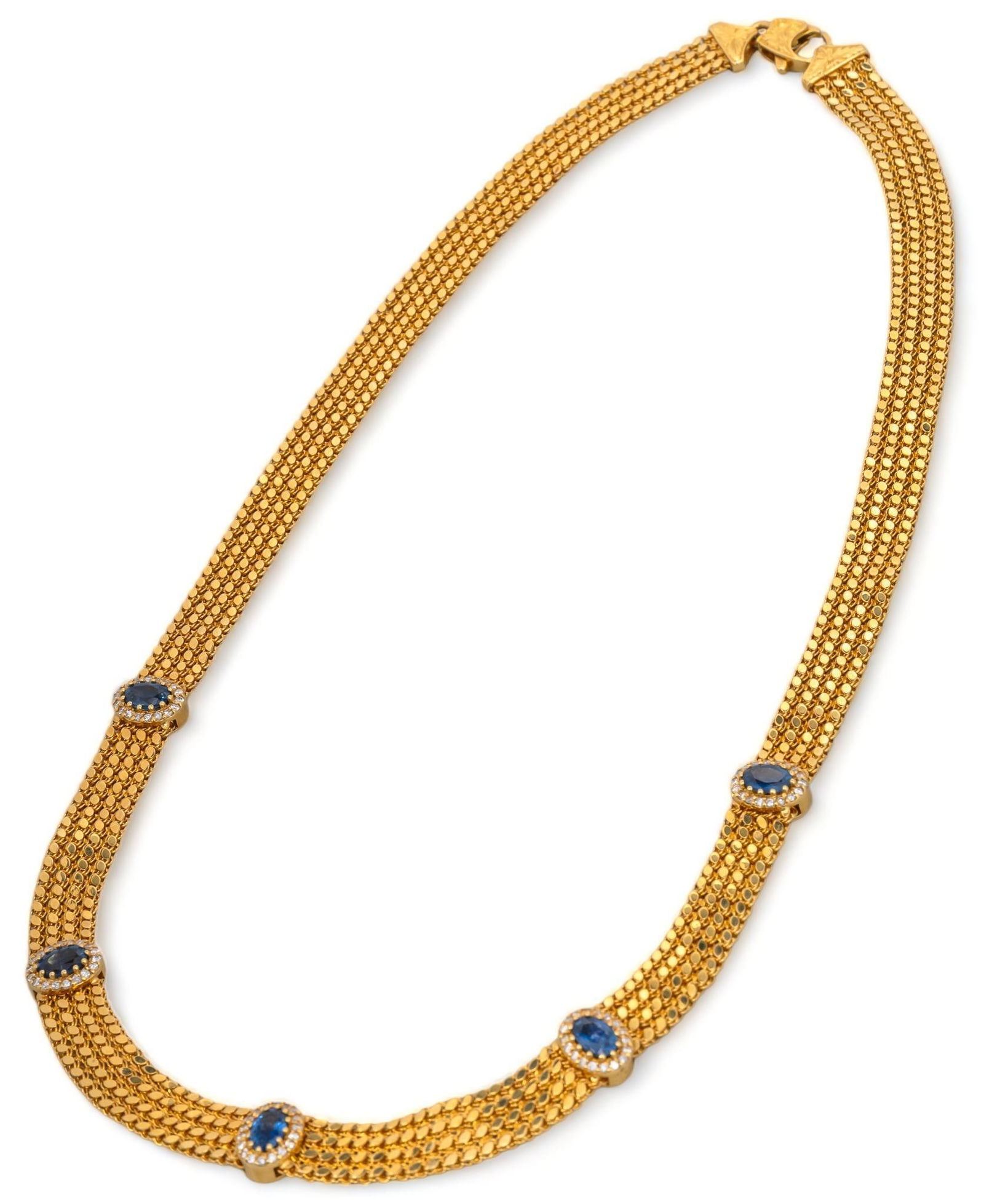 18K Gold Diamond and Sapphire Collar Necklace (1 of 4)