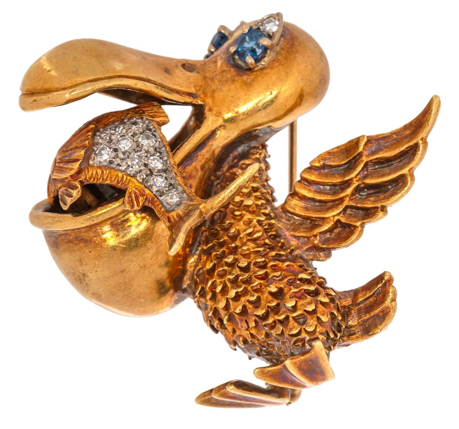 Montclair 18K Gold Diamond Pelican En Tremblant Brooch (1 of 5)