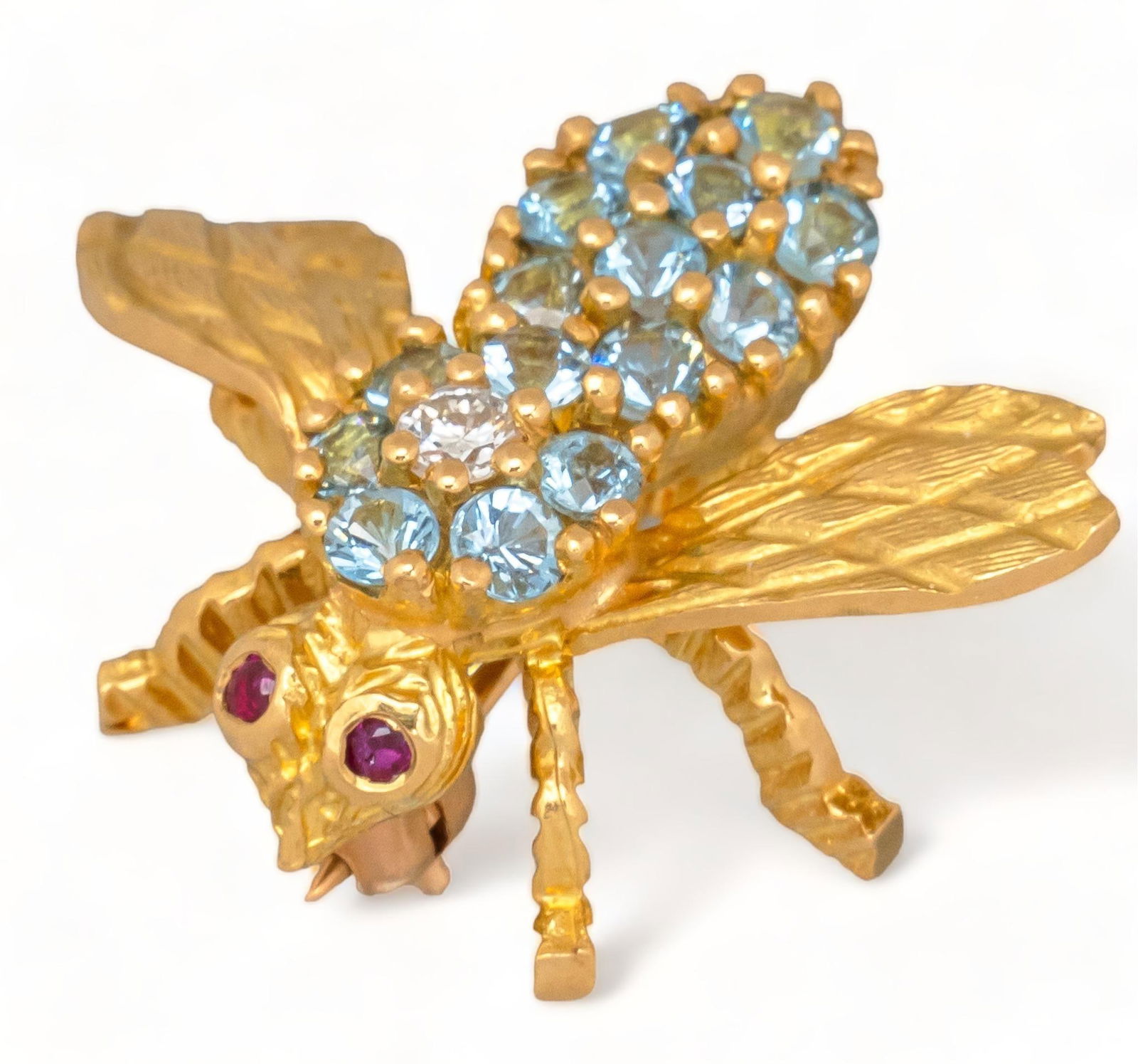 Vintage Herbert Rosenthal 18K Yellow Gold Aquamarine Bee Brooch (1 of 5)