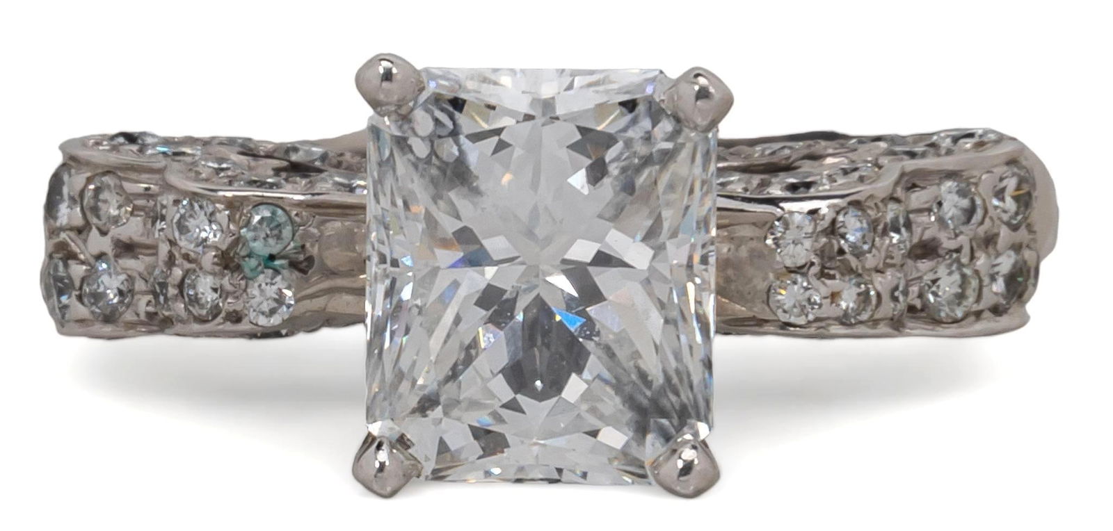 18K White Gold Heart Shoulder Diamond Ring (1 of 5)