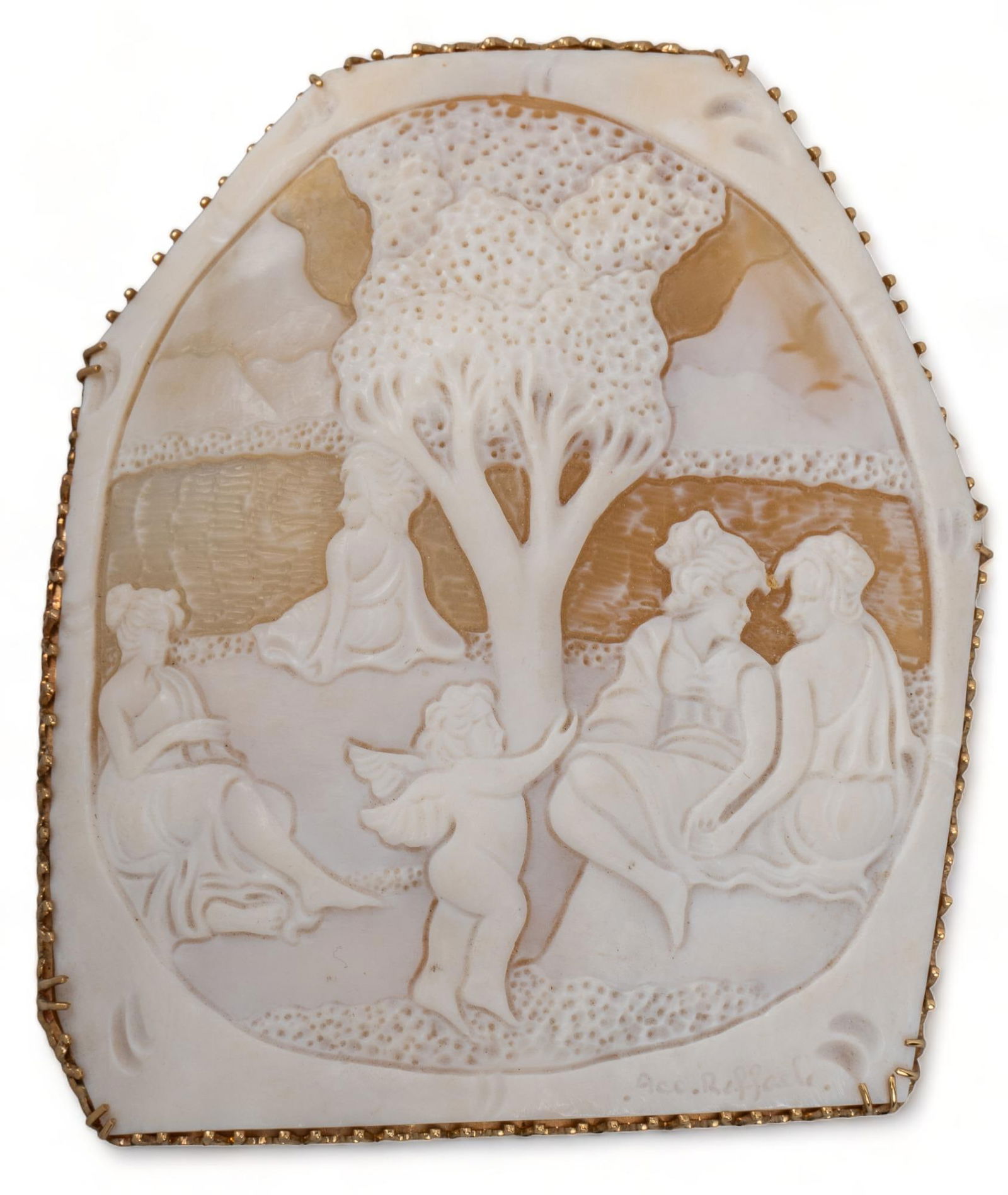 Antique Carved Shell Cameo 14K Gold Brooch / Pendant (1 of 6)