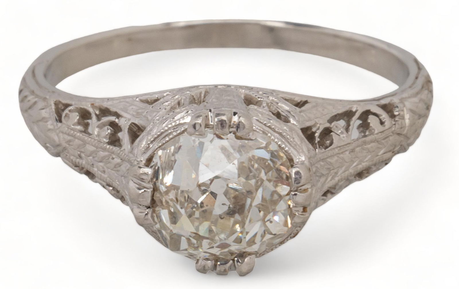 Art Deco Platinum Diamond Engagement Ring (1 of 3)