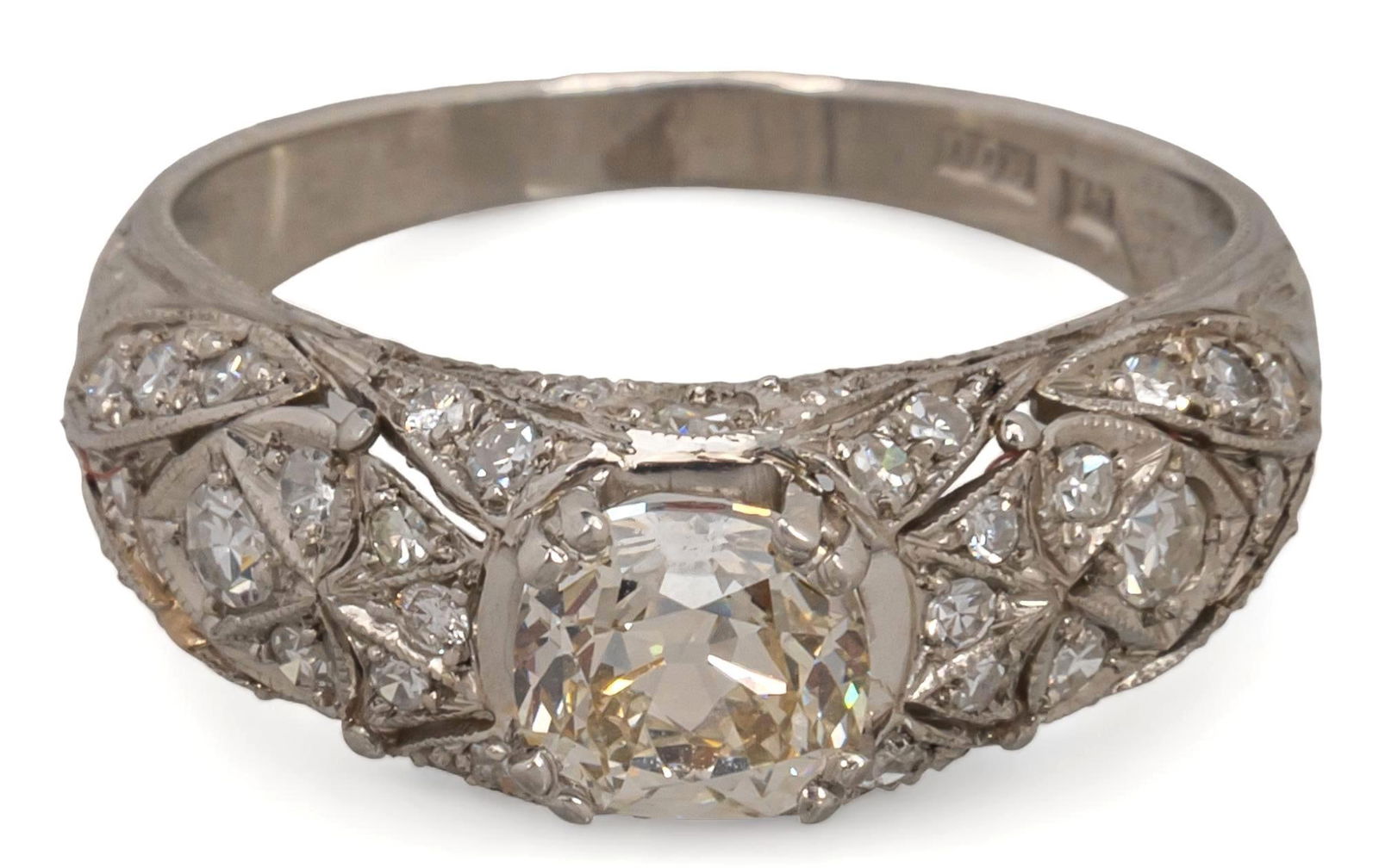 Art Deco Platinum Diamond Ring (1 of 4)