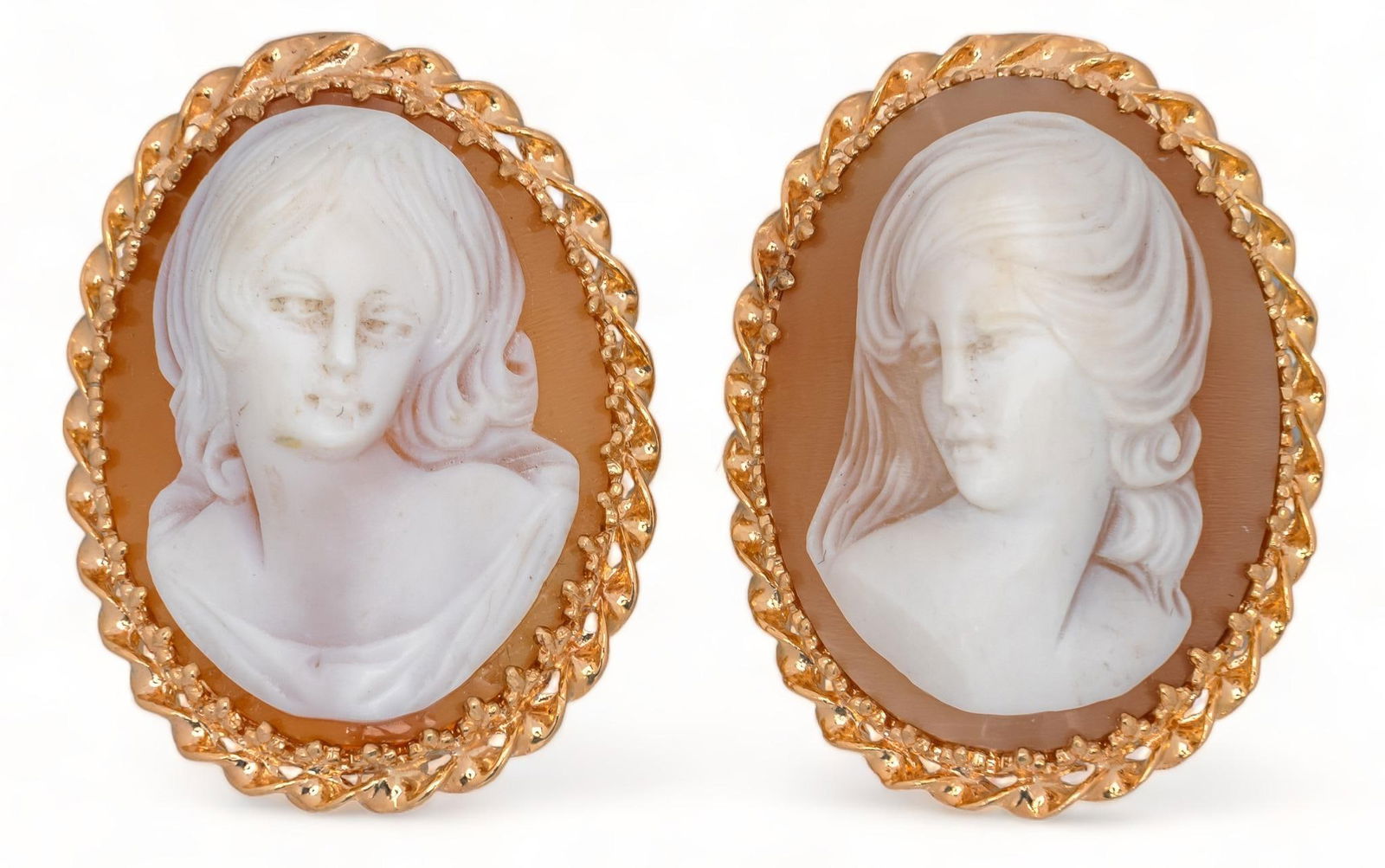 Antique 14K Gold Carved Shell Cameo Earrings (1 of 4)