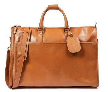 Gucci Rare Vintage Large Boston Travel Bag: Gucci Rare Vintage Large Boston travel bag of brown calfskin leather, with coated leather handles, and golden brass hardware; marked 012.1095.3691, includes strap and luggage tag 20.5 in. x 13.5 in.