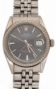 Rolex Datejust 1977 Jubilee Bracelet Watch 36 mm.: Rolex 1977 Datejust jubilee bracelet watch 36 mm., rhodium dial, model number 1603, marked  case / diameter 36 mm. circumference 7.75 in. total weight: 86.8  Provenance: Property from a San Antonio, T