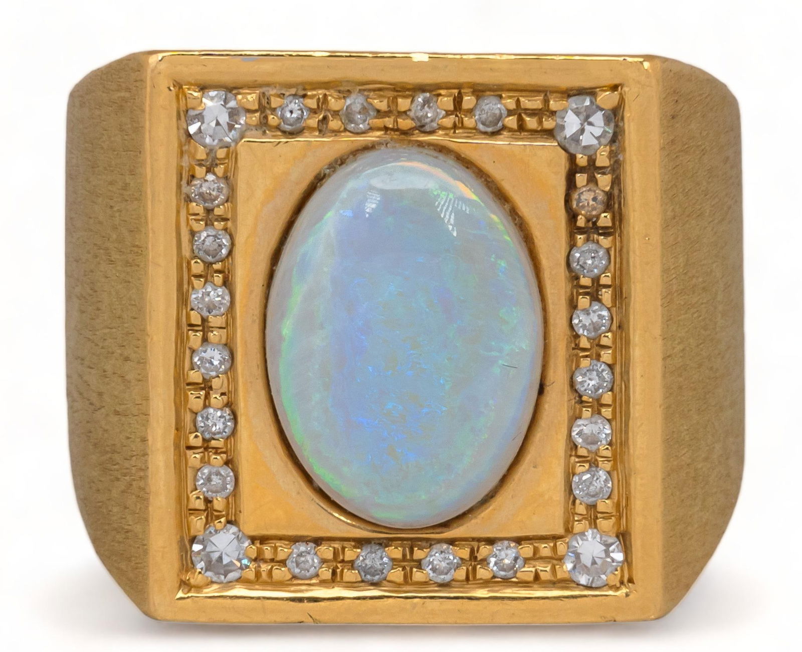 Mens 18K Gold Opal and Diamond Ring (1 of 4)