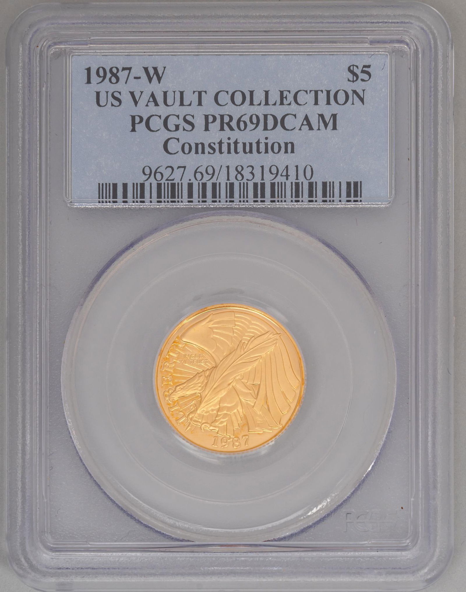 1987 W US Vault Collection Constitution $5 Gold Coin (1 of 5)