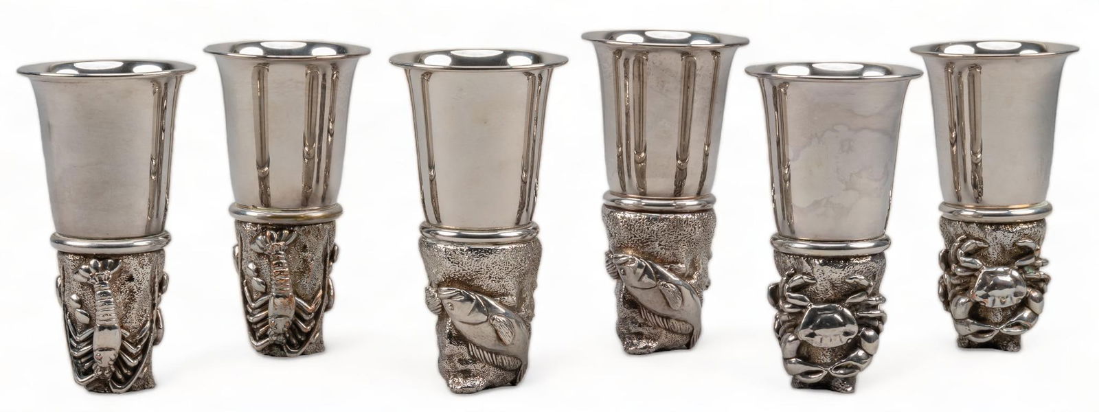 (6) Gucci Italy Silverplate Sea Life Stirrup Cups (1 of 6)