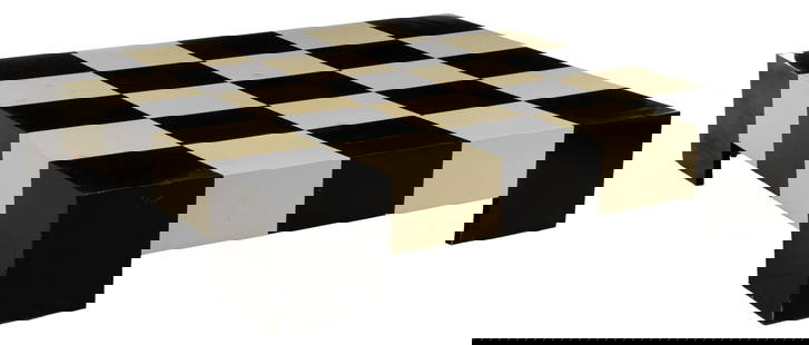 Milo Baughman (USA), Checkerboard Coffee Table: Milo Baughman (United States, 1923-2003) Mid-Century low profile checkerboard coffee table, with black and white lacquer finish, supported on block legs height 10.5 in. x width 48 in. x depth 48 in.