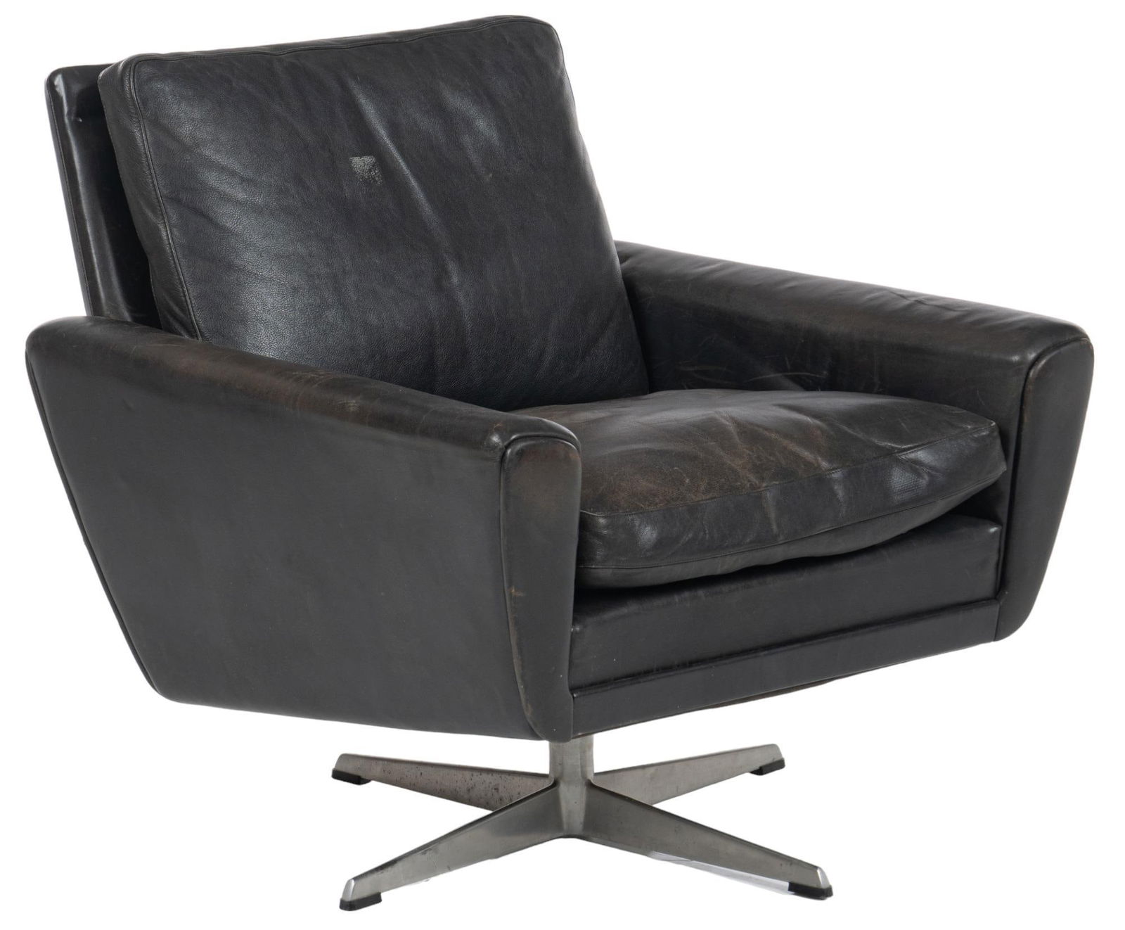 Mid-Century Leather Swivel Chair (1 of 7)