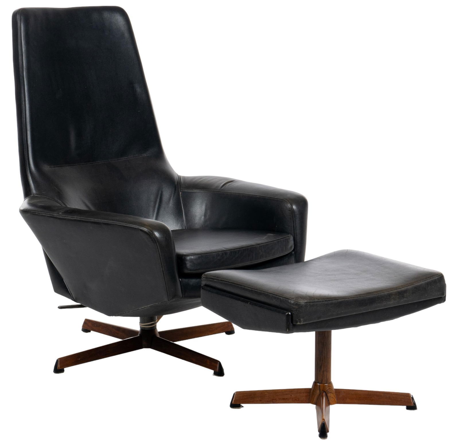 Mid-Century Leather Chair and Ottoman (1 of 5)