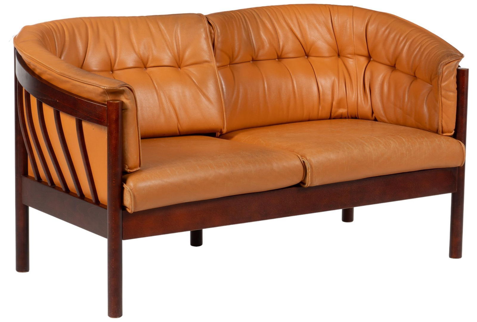 Danish Mid-Century Cognac Love Seat (1 of 5)