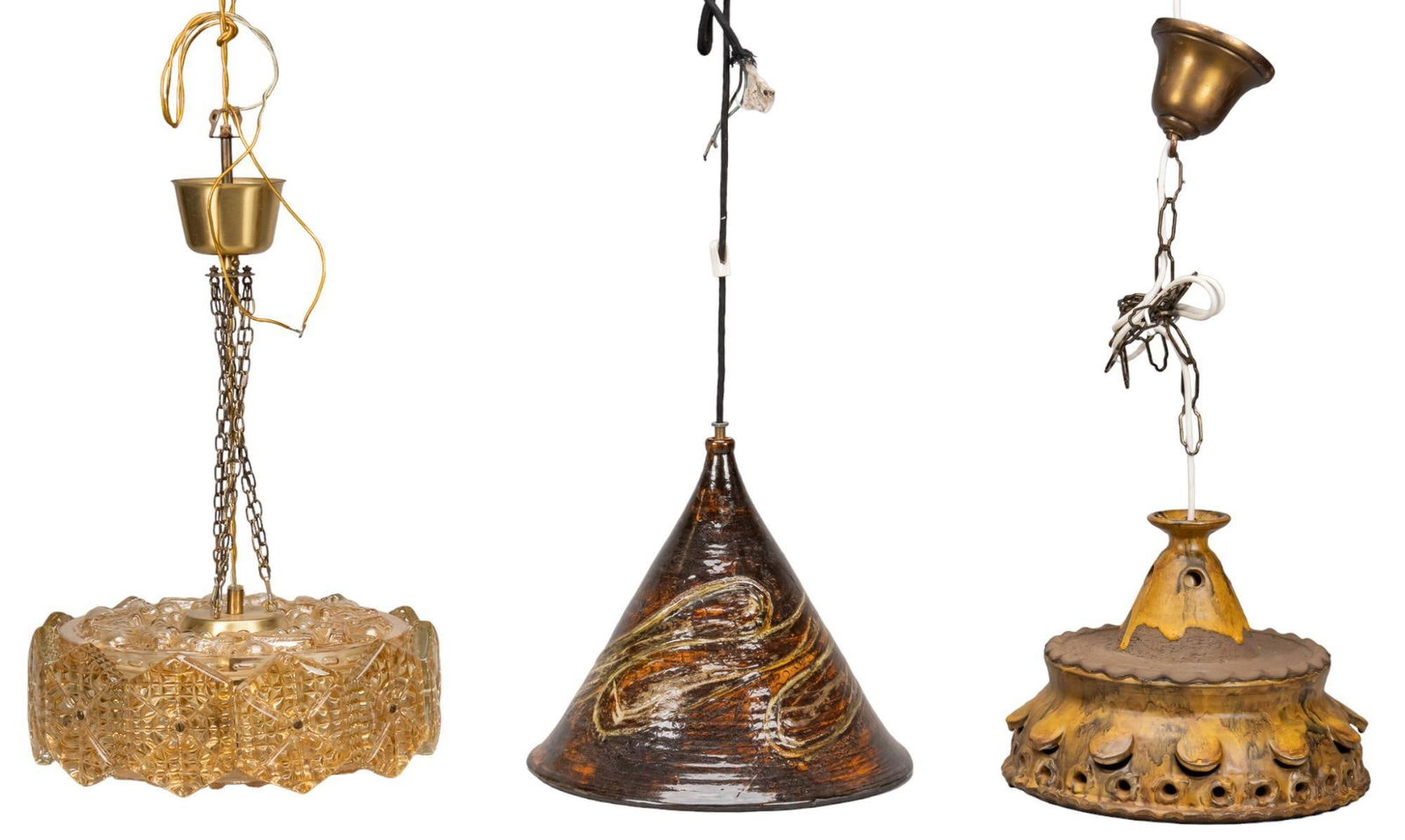 (3) Mid-Century Ceramic Pendant Lamps (1 of 11)