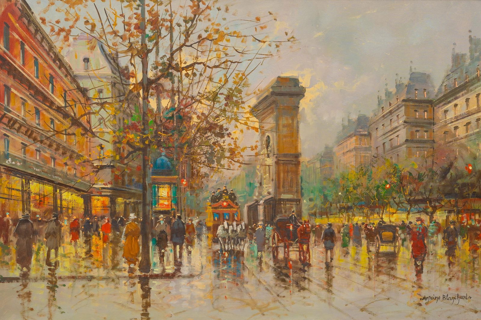Attributed to Antoine Blanchard, Paris Street Scene (1 of 6)