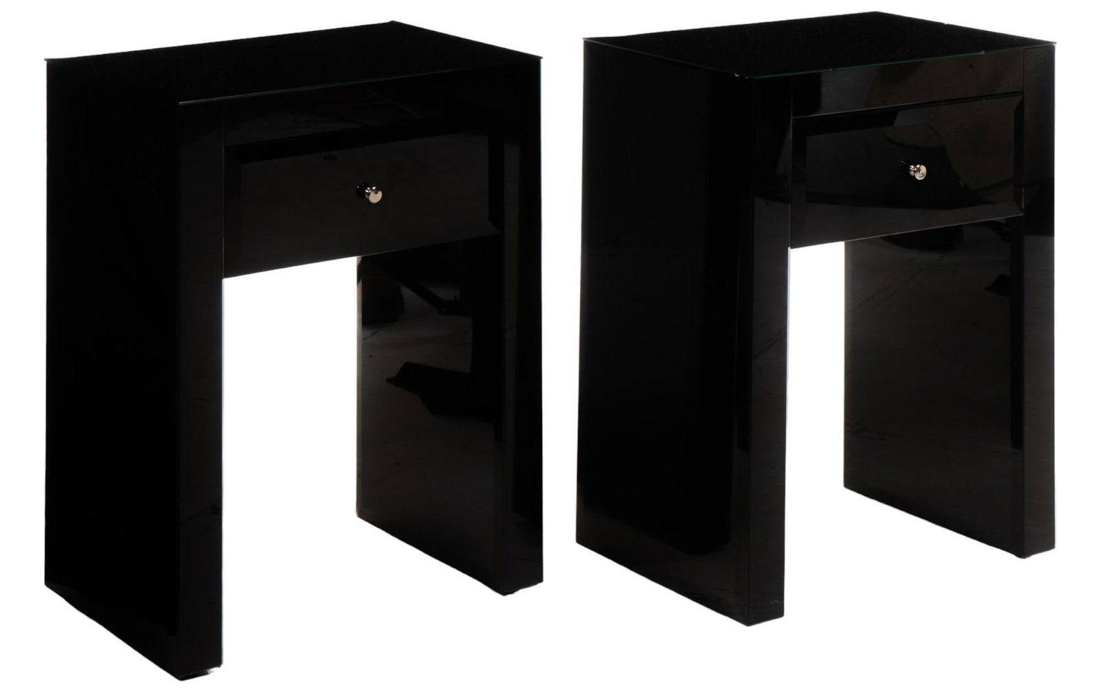 Pair of Black Glass Side Tables (1 of 8)