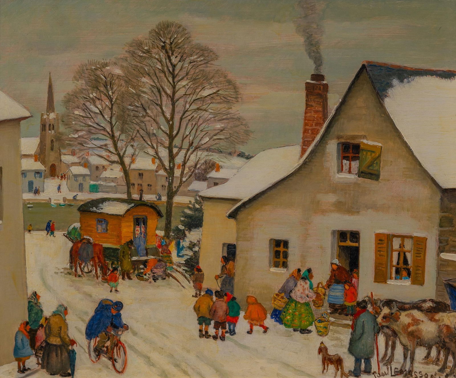 Paul Lemasson, Snowy Village Scene (1 of 4)
