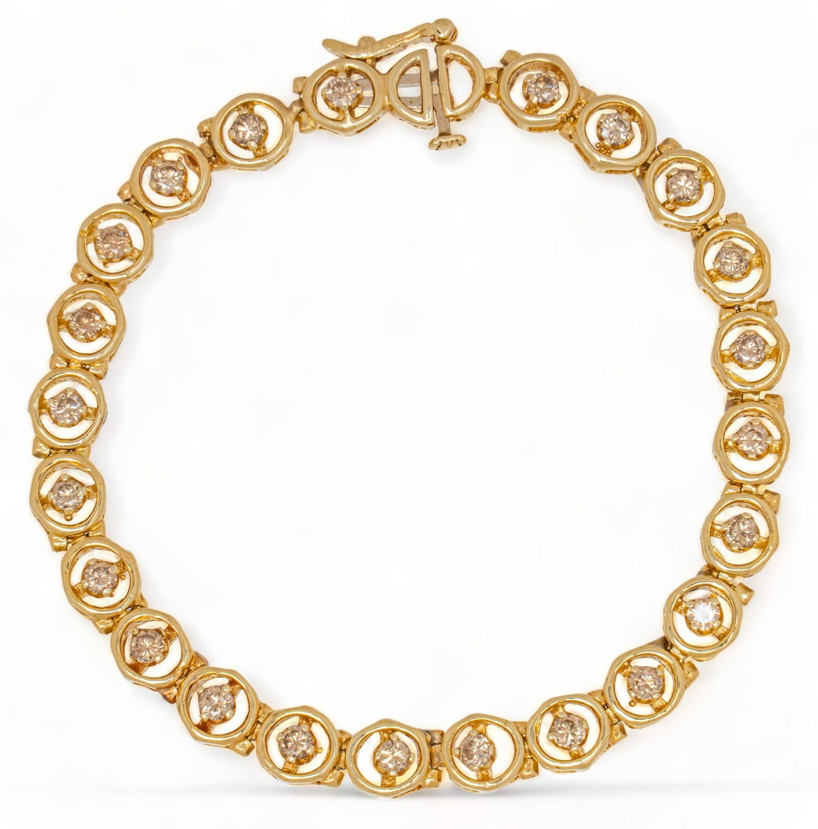 14K Yellow Gold Oval Diamond Center Link Bracelet (1 of 6)