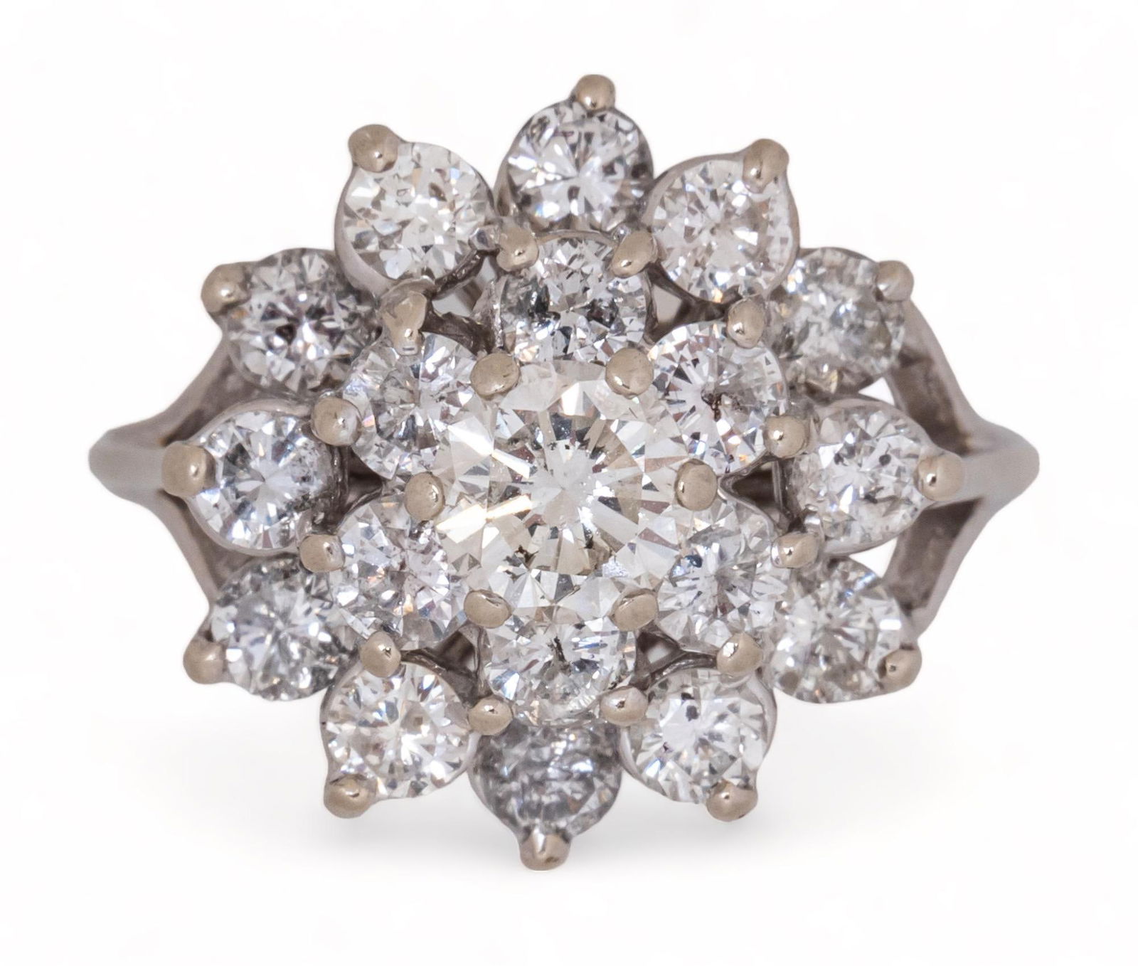 14K White Gold Cluster Diamond Ring (1 of 4)
