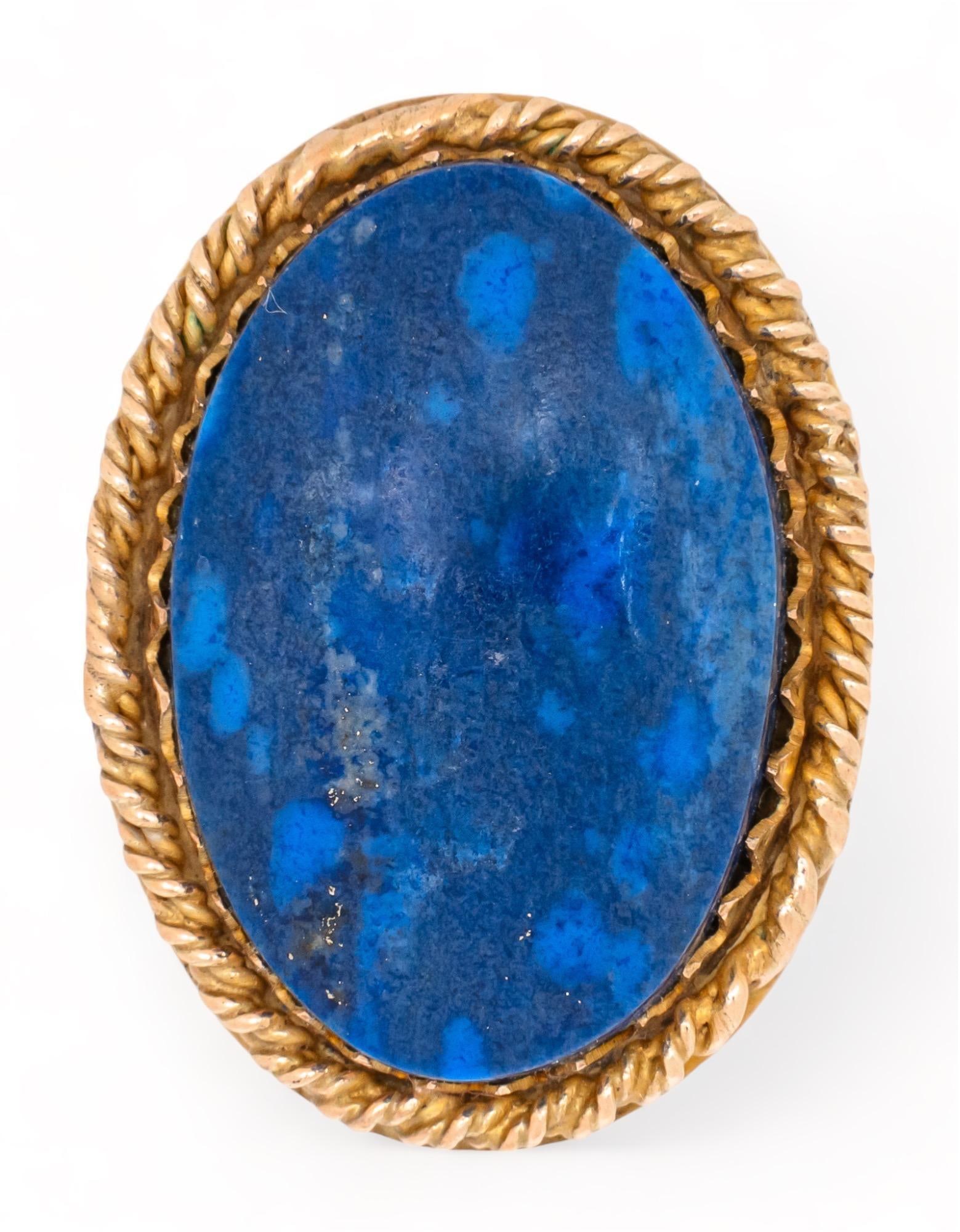 14K Yellow Gold Lapis Cabochon Ring (1 of 4)