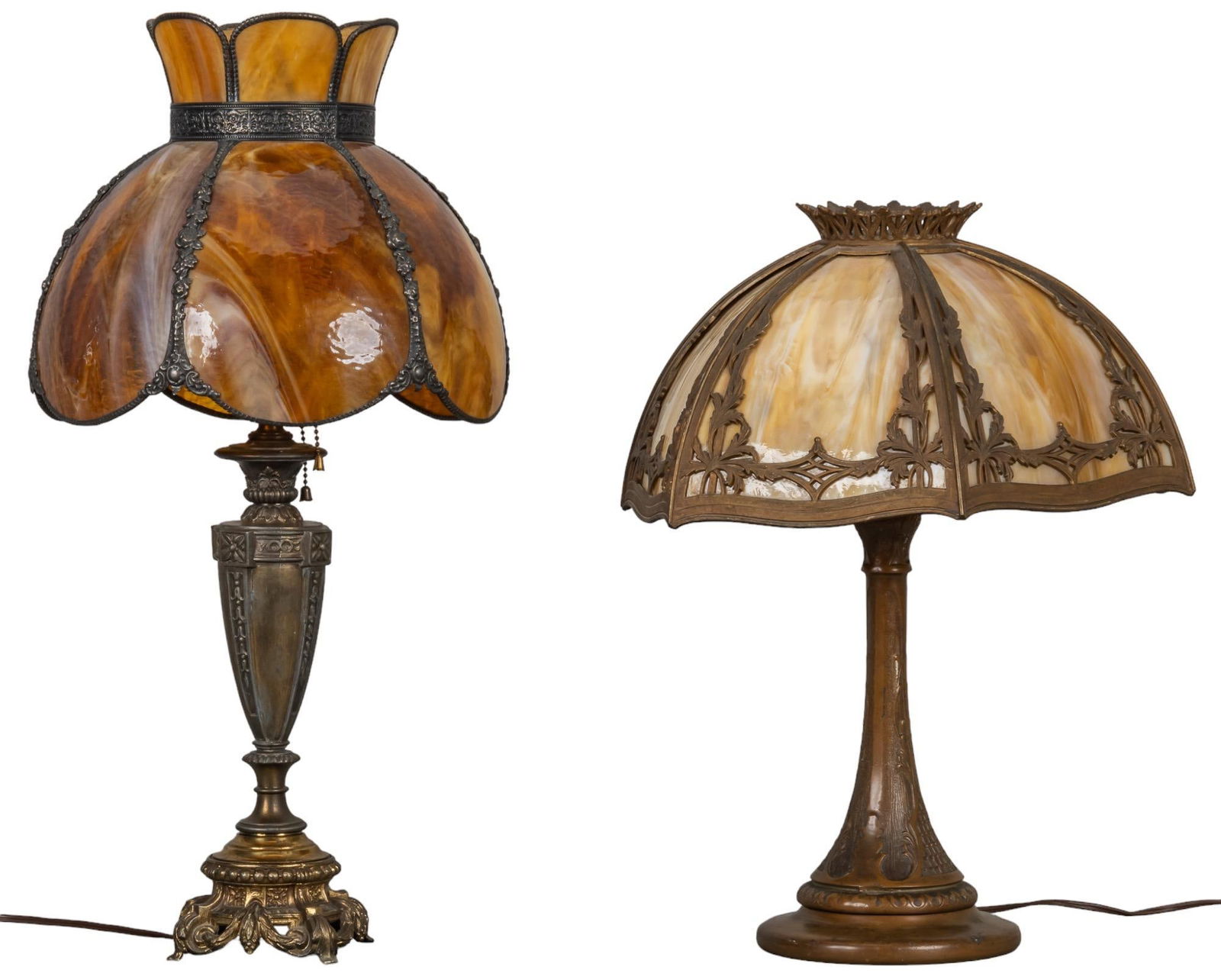 Pair of Slag Glass Lamps (1 of 5)