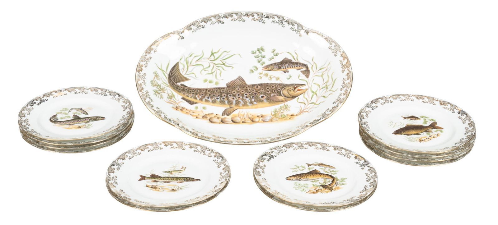 (13) Piece Limoges Fish Service (1 of 8)
