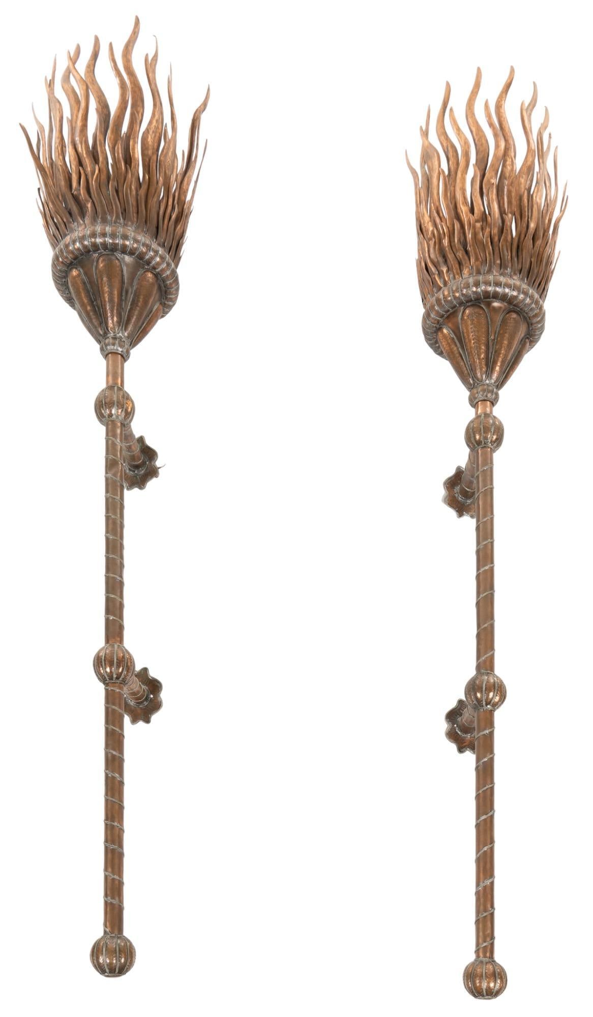 Pair of Large Copper Torch Light Sconces (1 of 8)