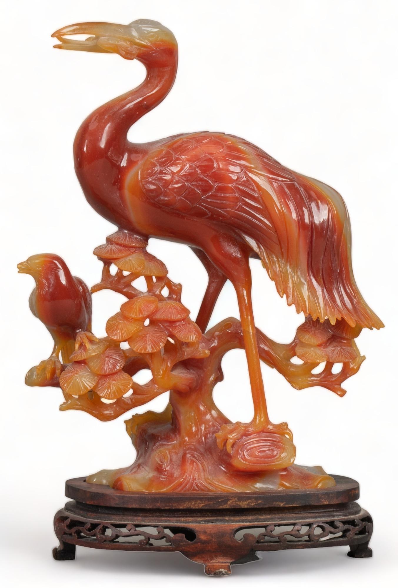 Carved Carnelian Agate Heron (1 of 7)