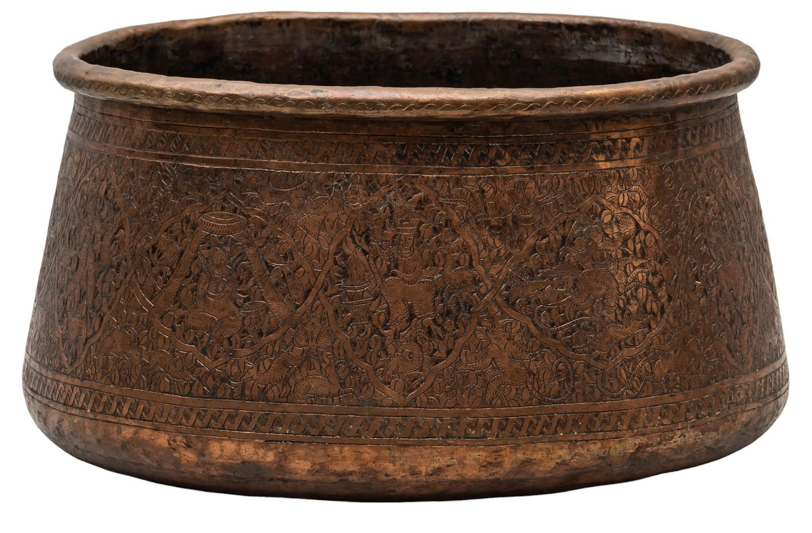 Hand-Hammered Persian Style Copper Cauldron (1 of 4)